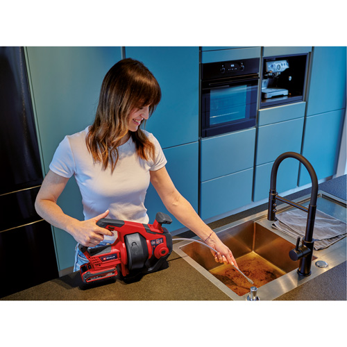 TE-DA 18/760 Li 18V Cordless Drain Auger (Tool Only), Powered, 25' Cable Length, 1/4" Cable Diameter Sidevic Inc.