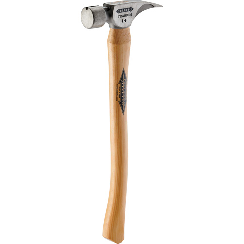 Titanium Smooth Face Hammer with Curved Hickory Handle, 14 oz., Wood Handle, 18" L Sidevic Inc.