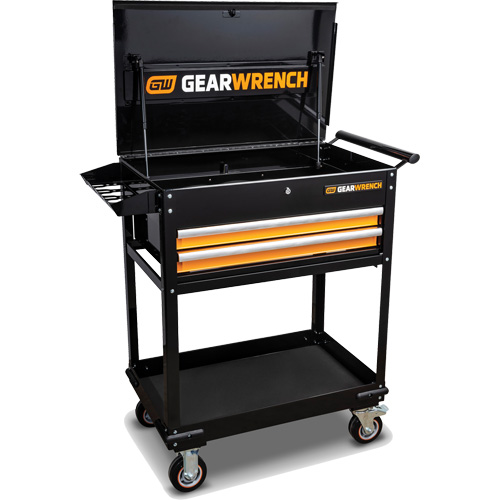 Utility Cart, 2 Drawers, 32-1/2" W x 42" H, Black/Orange Sidevic Inc.