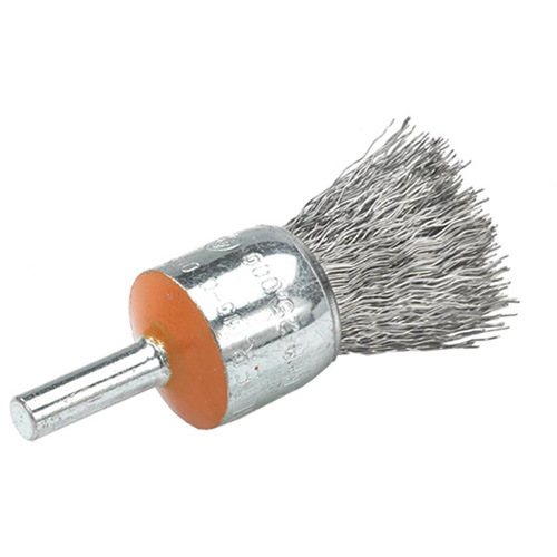 Mounted End Brush with Crimped Wires, 1/2", 0.01" Fill, 1/4" Shank Sidevic Inc.