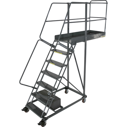 Cantilever Rolling Ladders, Unsupported, 11 Steps, 14" Platform Depth, 110" Platform Height Sidevic Inc.