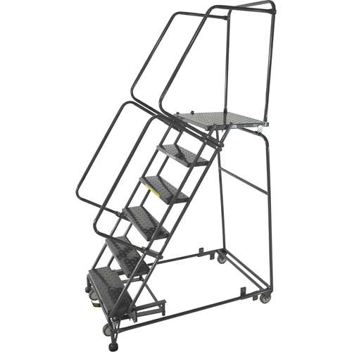Weight Actuated Lockstep Rolling Ladders, 9 Steps, 24" Step Width, 90" Platform Height, Steel Sidevic Inc.