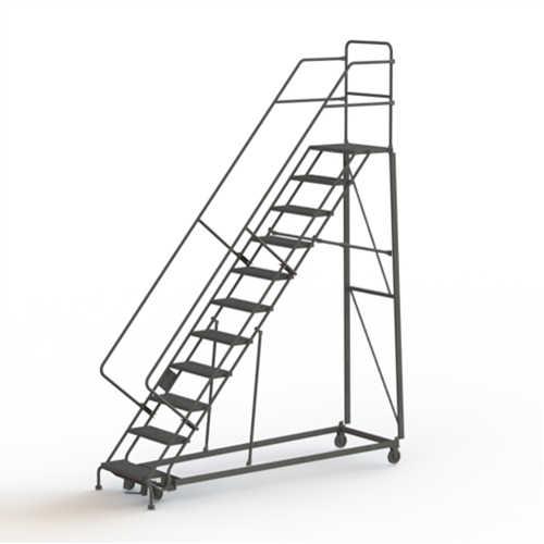 Heavy Duty Safety Slope Ladder, 11 Steps, Serrated, 50° Incline, 110" High Sidevic Inc.