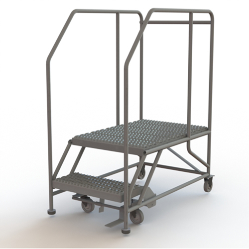 Mobile Work Platform, Steel, 2 Steps, 20" H, 35" D, 24" Step, Serrated Sidevic Inc.