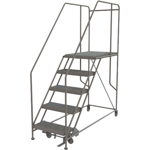 Mobile Work Platform, Steel, 5 Steps, 50" H, 35" D, 24" Step, Serrated Sidevic Inc.