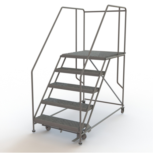 Mobile Work Platform, Steel, 5 Steps, 50" H, 36" D, 36" Step, Serrated Sidevic Inc.
