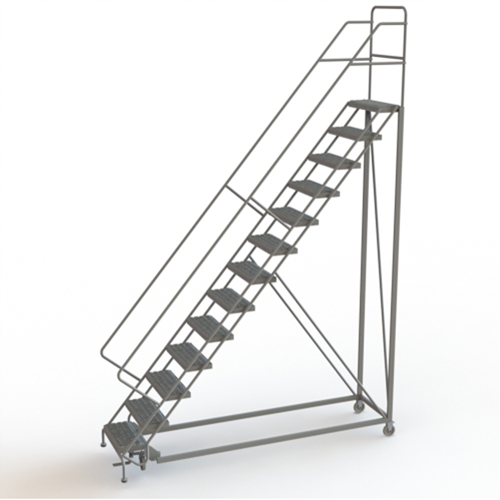 Safety Slope Rolling Ladder, 13 Steps, Serrated, 50° Incline, 130" High Sidevic Inc.