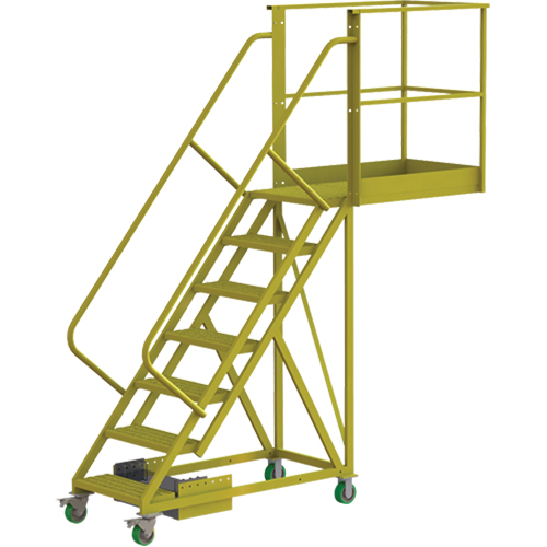 Cantilever Rolling Ladder, Unsupported, 7 Steps, 40" Platform Depth, 70" Platform Height Sidevic Inc.