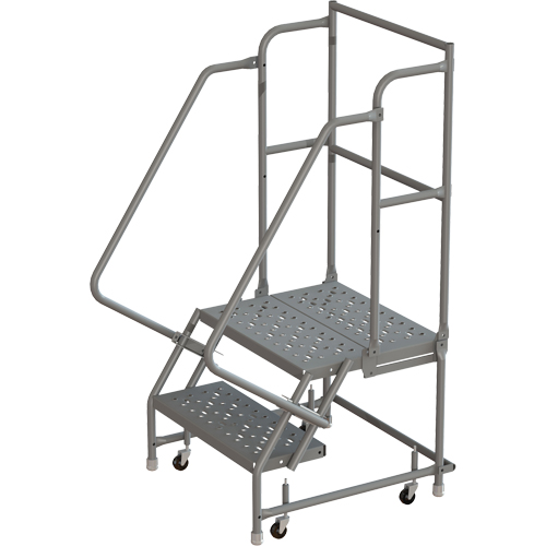 Deep Top Step Rolling Ladder, 2 Steps, 16" Step Width, 20" Platform Height, Steel Sidevic Inc.
