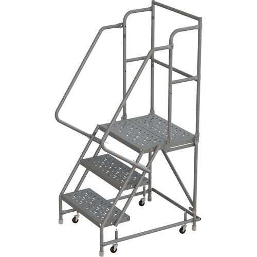 Deep Top Step Rolling Ladder, 3 Steps, 24" Step Width, 30" Platform Height, Steel Sidevic Inc.