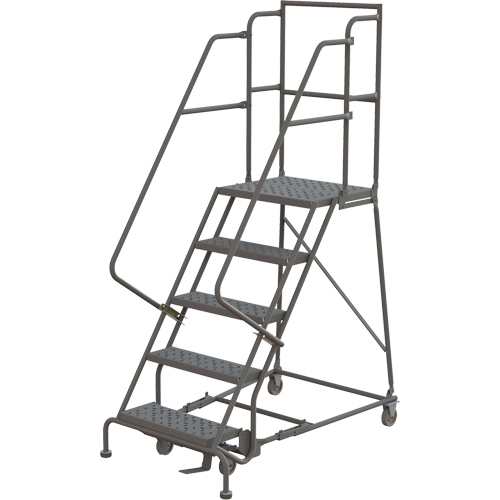 Escabeaux roulants &agrave; dessus profond, 5 marches, Largeur de la marche 16", Hauteur de la plateforme 50", Acier Sidevic Inc.