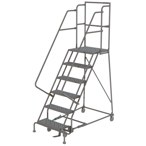 Deep Top Step Rolling Ladder, 12 Steps, 24" Step Width, 120" Platform Height, Steel Sidevic Inc.