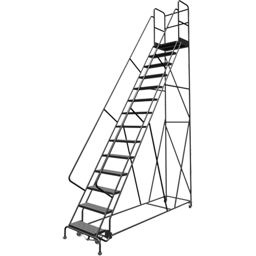 Escabeaux roulants &agrave; dessus profond, 14 marches, Largeur de la marche 24", Hauteur de la plateforme 140", Acier Sidevic Inc.