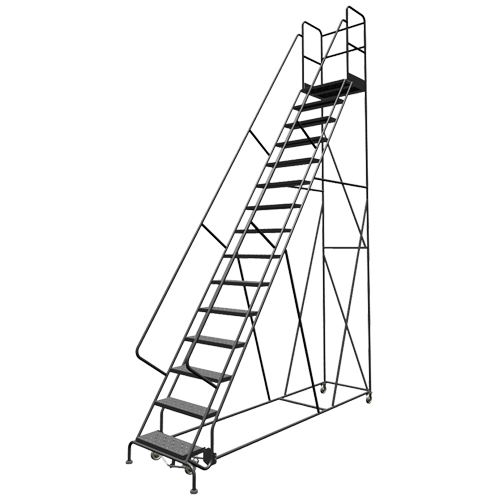 Deep Top Step Rolling Ladder, 15 Steps, 24" Step Width, 150" Platform Height, Steel Sidevic Inc.