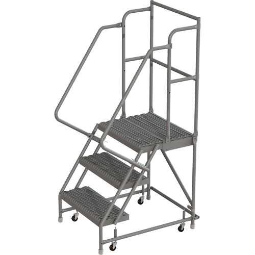 Deep Top Step Rolling Ladder, 3 Steps, 16" Step Width, 30" Platform Height, Steel Sidevic Inc.