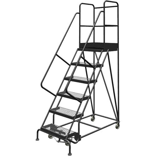 Escabeaux roulants &agrave; dessus profond, 6 marches, Largeur de la marche 24", Hauteur de la plateforme 60", Acier Sidevic Inc.