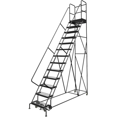 Escabeaux roulants &agrave; dessus profond, 13 marches, Largeur de la marche 24", Hauteur de la plateforme 130", Acier Sidevic Inc.