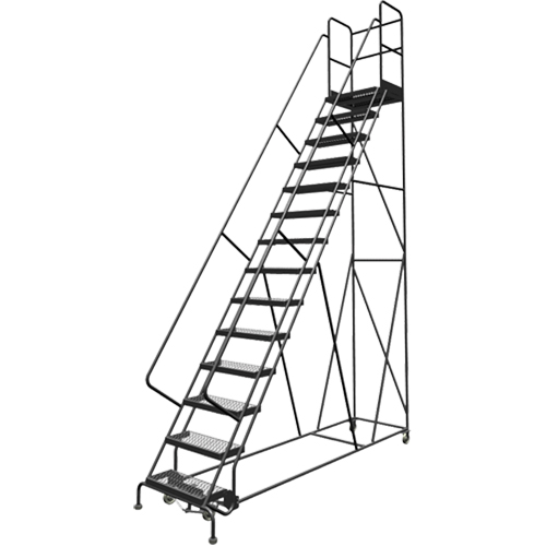 Escabeaux roulants &agrave; dessus profond, 14 marches, Largeur de la marche 24", Hauteur de la plateforme 140", Acier Sidevic Inc.
