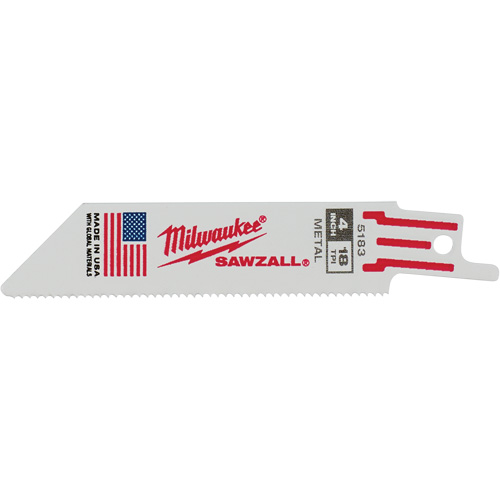 Sawzall&reg; Reciprocating Saw Blade, Bi-Metal, 18 TPI, 4" L x 3/4" W Sidevic Inc.