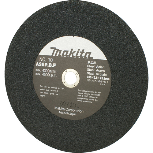 Meule abrasive pour scies &agrave; tronçonner et meuleuses dangle, 12" x 7/64", Arbre de 1", 4500 Tr/min Sidevic Inc.