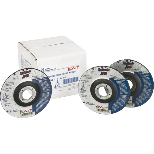 Cut-Off Wheel, 4-1/2" x 0.045", 7/8" Arbor, Type 27, Aluminum Oxide/Ceramic, 13500 RPM Sidevic Inc.