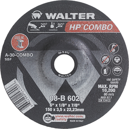 Meule combin&eacute;e HP Combo &agrave; moyeu d&eacute;port&eacute;, 6" x 1/8", Arbre de 7/8", Type 27 Sidevic Inc.
