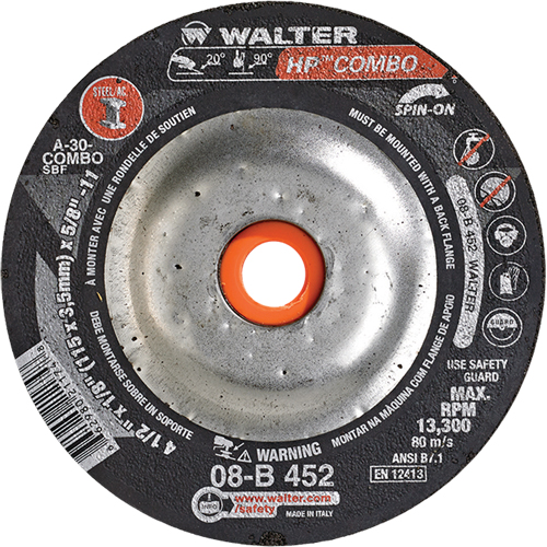 HP Combo Spin-On Combination Wheel, 4-1/2" x 1/8", 5/8"-11 Arbor, Type 27S Sidevic Inc.