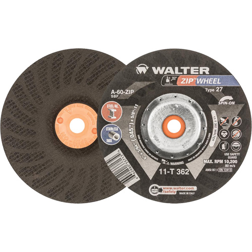 Spin-On Zipcut Right Angle Grinder Reinforced Cut-Off Wheels, 6" x 7/8", 5/8"-11 Arbor, Type 27, Aluminum Oxide, 10200 RPM Sidevic Inc.