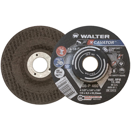 XCAVATOR Grinding Wheel, 4-1/2" x 1/4", 7/8" Arbor, Zirconium, Type 27 Sidevic Inc.