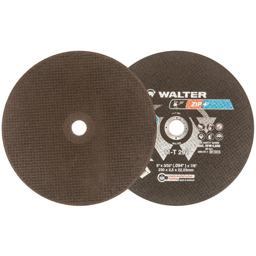 Meule &agrave; tronçonner pour usage intensif Zip+Xtra, 9" x 3/32", Arbre de 7/8", Type 1, Oxyde d'aluminium, 6600 Tr/min Sidevic Inc.