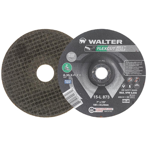 FLEXCUT MILL SCALE Grinding Wheel, 7", 36 Grit, Aluminum Oxide, 7/8", 8600 RPM, Type 29 Sidevic Inc.