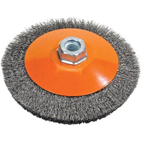 Meule soucoupe &agrave; fils cr&ecirc;p&eacute;s, 5" dia., Fils 0,012", Arbre 5/8"-11 Sidevic Inc.