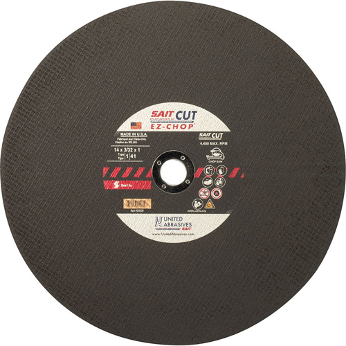 Chop Saw Wheel, 12" x 0.093"/3/32", 1" Arbor, Type 1, Aluminum Oxide, 5100 RPM Sidevic Inc.