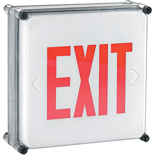 Aqua NEMA 4x Exit Signs, LED, Hardwired, 11-3/4" L x 11-3/4" W, English Sidevic Inc.