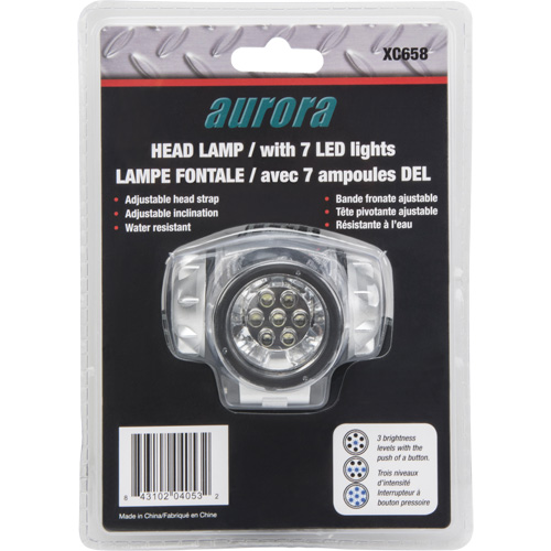 Lampe frontale, DEL, 28 lumens, 20 hres de fonctionnement, piles AAA Sidevic Inc.