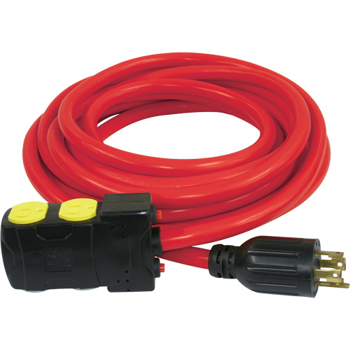 Generator Extension Cord with Resets, SJTW, 10 AWG, 20 A, 4 Outlet(s), 25' Sidevic Inc.