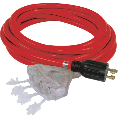 Generator Extension Cord with Quad Tap, STW, 10 AWG, 20 A, 4 Outlet(s), 25' Sidevic Inc.