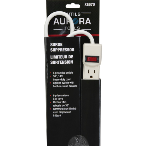 Surge Suppressor, 6 Outlets, 200 J, 1875 W, 3' Cord Sidevic Inc.