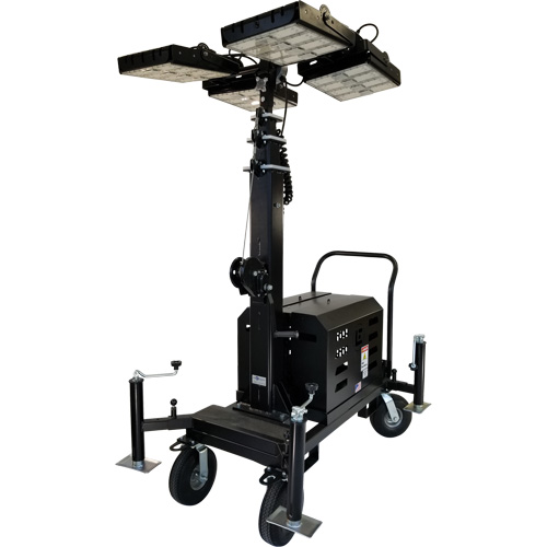 Tour d'&eacute;clairage avec quatre lampes DEL Beacon, Diesel/&eacute;lectrique, 800 Watts, 120 000 Lumens, Hauteur de 17' Sidevic Inc.