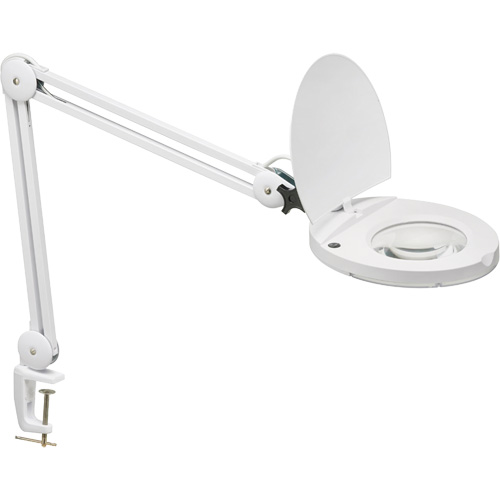 Lampe loupe ajustable, Dioptrie 5, Ampoule DEL, Bras de 47", Pinces serre-joints, Blanc Sidevic Inc.