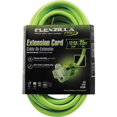 Flexzilla&reg; Pro Industrial Extension Cord, All-Weather, SJTW, 12/3 AWG, 15 A, 25' Sidevic Inc.