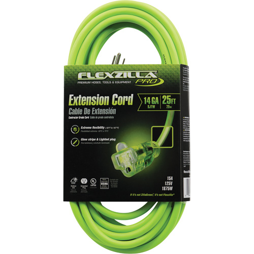 Flexzilla&reg; Pro Industrial Extension Cord, All-Weather, SJTW, 14/3 AWG, 15 A, 25' Sidevic Inc.