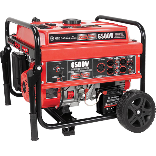 Electric Start Gas Generator with Wheel Kit, 6500 W Surge, 5000 W Rated, 120 V/240 V, 20 L Tank Sidevic Inc.