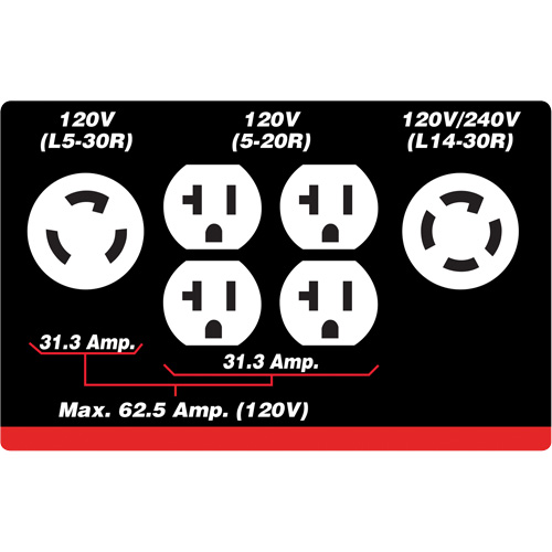 G&eacute;n&eacute;ratrice &agrave; essence &agrave; d&eacute;marreur &eacute;lectrique, 10000 W de surtension, 7500 W nominale, 120 V/240 V, R&eacute;servoir de 25 L Sidevic Inc.