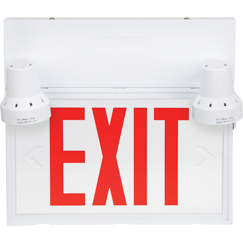 Enseigne de sortie avec &eacute;clairage de s&eacute;curit&eacute;, DEL, &agrave; piles/&agrave; raccordement fixe, 12-1/10" lo x 11" la, Anglais Sidevic Inc.