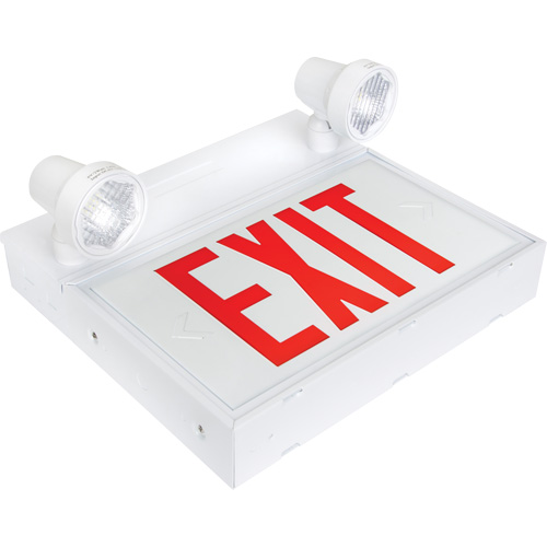 Enseigne de sortie avec &eacute;clairage de s&eacute;curit&eacute;, DEL, &agrave; piles/&agrave; raccordement fixe, 12-1/10" lo x 11" la, Anglais Sidevic Inc.