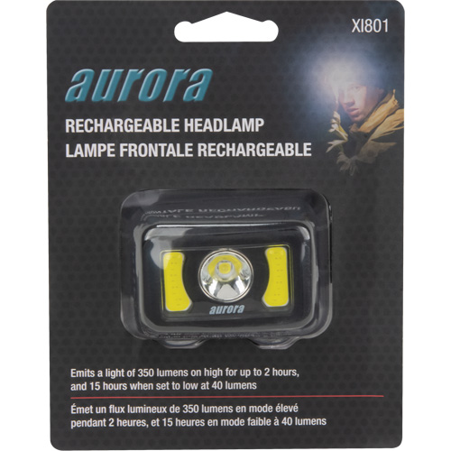 Headlamp, LED, 350 Lumens, 2 Hrs. Run Time, Rechargeable Batteries Sidevic Inc.