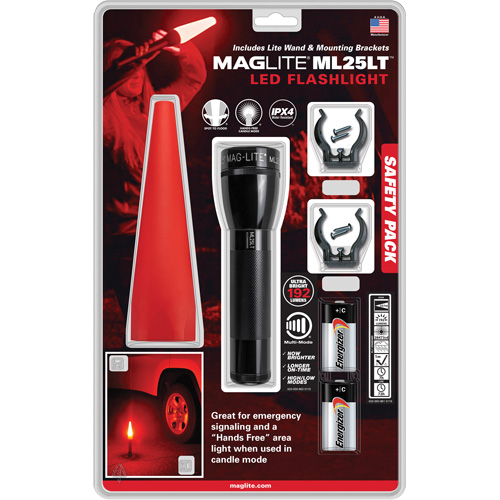 Safety Flashlight Pack, LED, 192 Lumens, C Batteries Sidevic Inc.