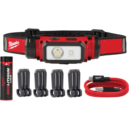 Lampe frontale pour casque de s&eacute;curit&eacute; USB REDLITHIUM, DEL, 600 lumens, 5 hres de fonctionnement, piles Rechargeable Sidevic Inc.