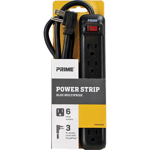 Power Strip, 6 Outlet(s), 3', 15 A, 1875 W, 125 V Sidevic Inc.